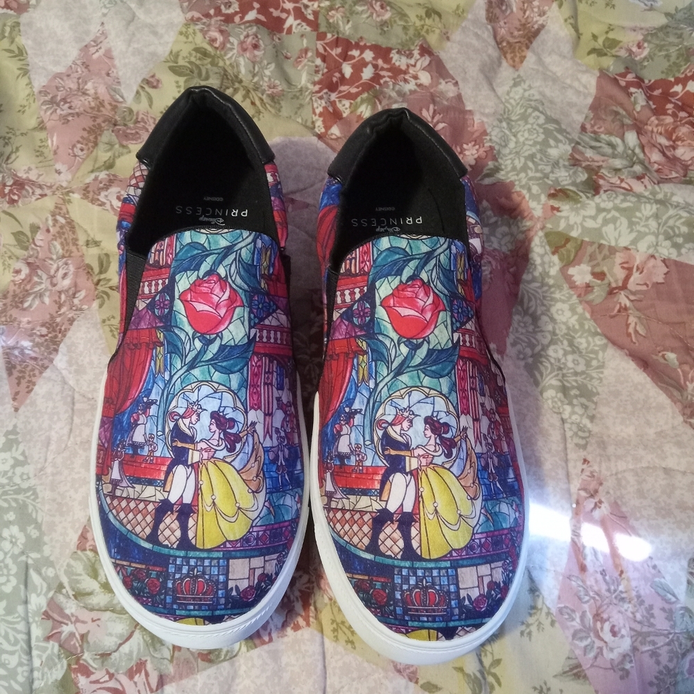 SIZE 9 WW Beauty & The Beast Slip On Canvas Sneaker  NWT Disney shoes